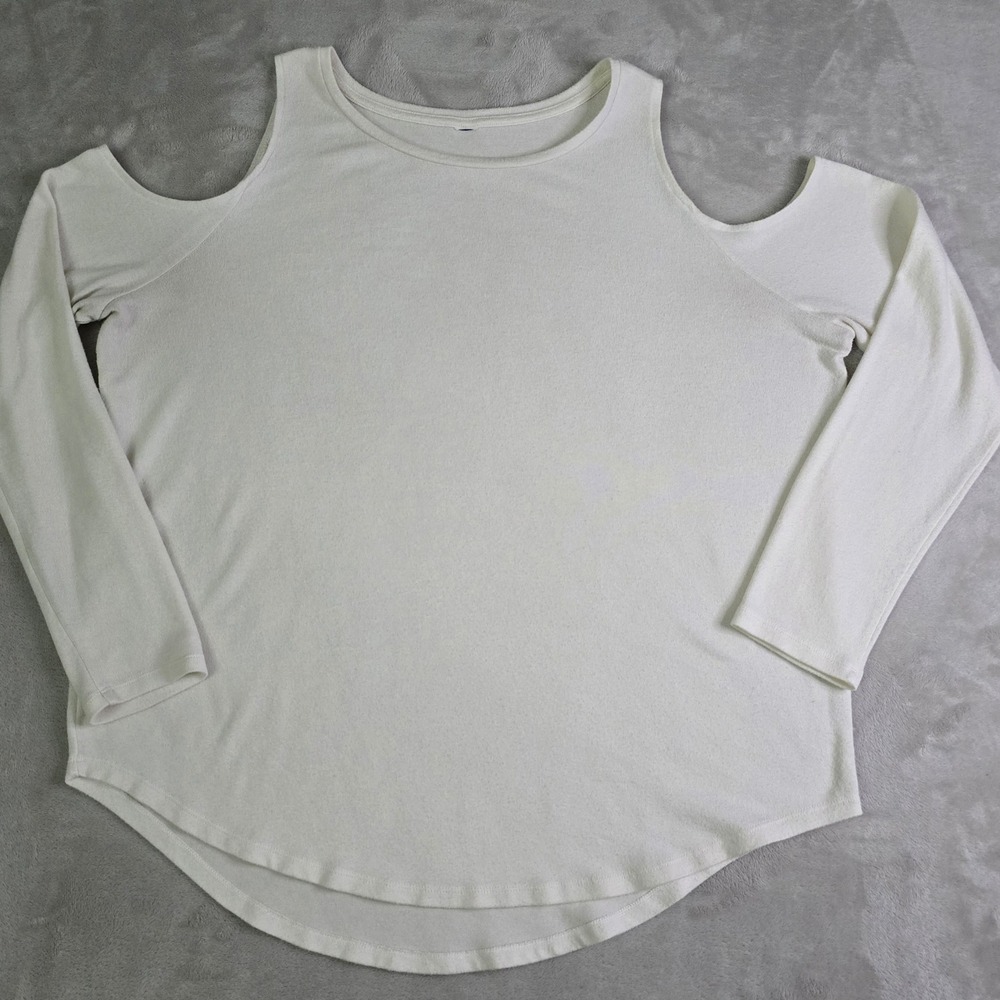 Old Navy Womens Cream Cold Shoulder‎ Long Sleeve Knit Top Size XL